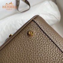 HERMES  大象灰   原單半手縫Mini Lindy 19cm 進口TC皮