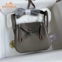 HERMES  锡器灰  原單半手縫Mini Lindy 19cm 進口TC皮