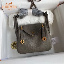 HERMES  锡器灰  原單半手縫Mini Lindy 19cm 進口TC皮