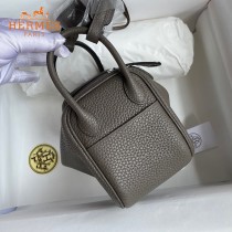 HERMES  锡器灰  原單半手縫Mini Lindy 19cm 進口TC皮