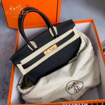 HERMES 原單  黑色   鉑金包Brikin 30cm 進口togo皮  蜜蠟線 全鋼鍍K金五金