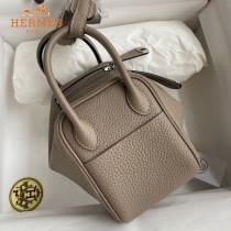 HERMES  沥青灰   原單半手縫Mini Lindy 19cm 進口TC皮