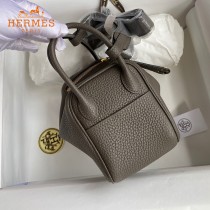 HERMES  锡器灰  原單半手縫Mini Lindy 19cm 進口TC皮