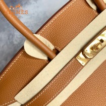 HERMES 原單  金棕   鉑金包Brikin 30cm 進口togo皮  蜜蠟線 全鋼鍍K金五金