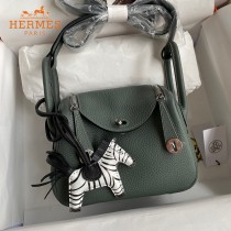 HERMES  杏仁绿   原單半手縫Mini Lindy 19cm 進口TC皮