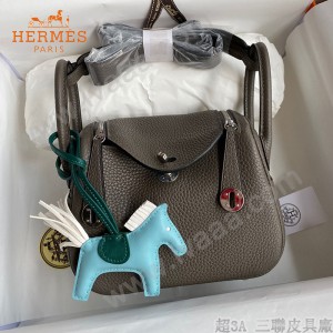 HERMES  锡器灰  原單半手縫Mini Lindy 19cm 進口TC皮