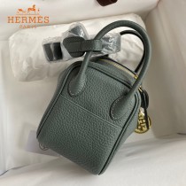 HERMES  杏仁绿   原單半手縫Mini Lindy 19cm 進口TC皮