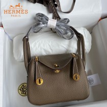 HERMES  大象灰   原單半手縫Mini Lindy 19cm 進口TC皮