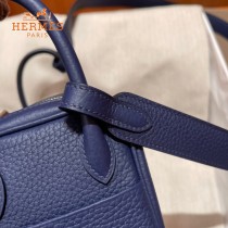 HERMES  宝石蓝   原單半手縫Mini Lindy 19cm 進口TC皮