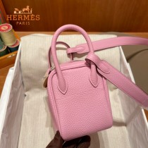 HERMES  粉色   原單半手縫Mini Lindy 19cm 進口TC皮