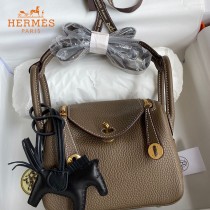 HERMES  大象灰   原單半手縫Mini Lindy 19cm 進口TC皮