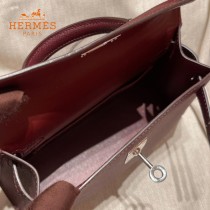 HERMES   酒红   原單 Mini Kelly 二代  Epsom掌紋皮