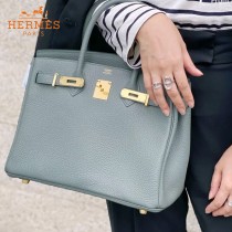 HERMES 原單  杏仁绿   鉑金包Brikin 30cm 進口togo皮  蜜蠟線 全鋼鍍K金五金