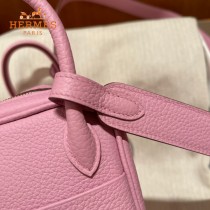 HERMES  粉色   原單半手縫Mini Lindy 19cm 進口TC皮