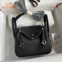 HERMES  黑色   原單半手縫Mini Lindy 19cm 進口TC皮