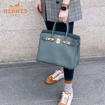 HERMES 原單  杏仁绿   鉑金包Brikin 30cm 進口togo皮  蜜蠟線 全鋼鍍K金五金