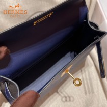 HERMES   宝石蓝   原單 Mini Kelly 二代  Epsom掌紋皮