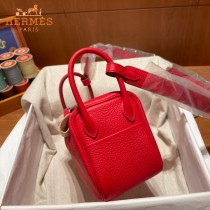 HERMES  大红   原單半手縫Mini Lindy 19cm 進口TC皮