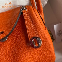 HERMES  橙色   原單半手縫Mini Lindy 19cm 進口TC皮