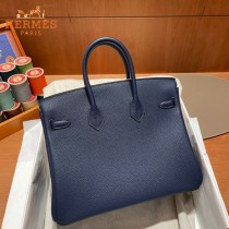 HERMES  深邃蓝   原單 鉑金包Brikin 25cm 進口togo皮  蜜蠟線 全鋼鍍K金五金