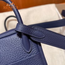 HERMES  宝石蓝   原單半手縫Mini Lindy 19cm 進口TC皮