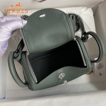 HERMES  杏仁绿   原單半手縫Mini Lindy 19cm 進口TC皮