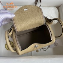 HERMES  风衣灰   原單半手縫Mini Lindy 19cm 進口TC皮