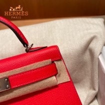 HERMES   大红   原單 Mini Kelly 二代  Epsom掌紋皮