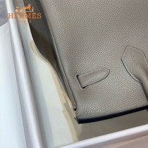 HERMES 原單  锡器灰   鉑金包Brikin 30cm 進口togo皮  蜜蠟線 全鋼鍍K金五金