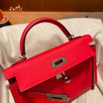 HERMES   大红   原單 Mini Kelly 二代  Epsom掌紋皮