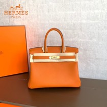 HERMES 原單  经典橙   鉑金包Brikin 30cm 進口togo皮  蜜蠟線 全鋼鍍K金五金