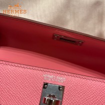 HERMES   奶昔粉   原單 Mini Kelly 二代  Epsom掌紋皮