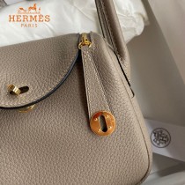 HERMES  沥青灰   原單半手縫Mini Lindy 19cm 進口TC皮