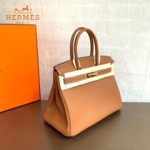 HERMES 原單  金棕   鉑金包Brikin 30cm 進口togo皮  蜜蠟線 全鋼鍍K金五金