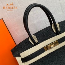 HERMES 原單  黑色   鉑金包Brikin 30cm 進口togo皮  蜜蠟線 全鋼鍍K金五金