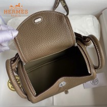 HERMES  大象灰   原單半手縫Mini Lindy 19cm 進口TC皮