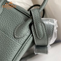 HERMES  杏仁绿   原單半手縫Mini Lindy 19cm 進口TC皮