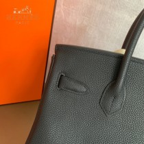 HERMES 原單  黑色   鉑金包Brikin 30cm 進口togo皮  蜜蠟線 全鋼鍍K金五金