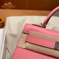 HERMES   奶昔粉   原單 Mini Kelly 二代  Epsom掌紋皮