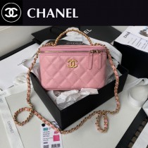 Chanel   AP2805-04   香奈兒原單新款手柄化妝盒帶鏡子顆粒小牛皮