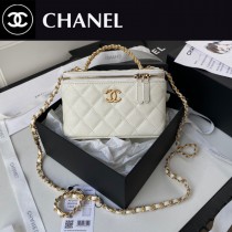 Chanel   AP2805-03   香奈兒原單新款手柄化妝盒帶鏡子顆粒小牛皮