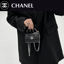Chanel 99164  香奈兒原單春夏琺瑯手柄小廢包雙C特殊粗鏈條小廢包