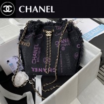 Chanel AS3027-01  香奈兒原單 牛仔塗鴉抽繩包