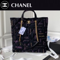 Chanel AS3128-02  香奈兒原單塗鴉牛仔購物袋