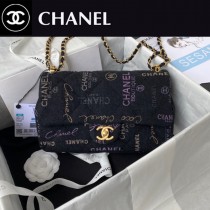 Chanel  AS3134-001  香奈兒原單春夏系列塗鴉牛仔cf包
