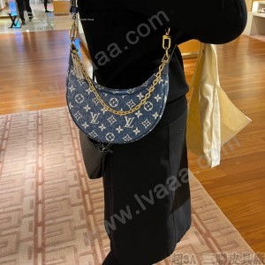 M81166-01  藍色牛仔 Loop LV原單新款半月形法棍包