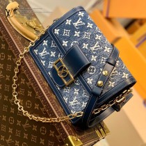 M59631藍色牛仔Dauphine 中號手袋LV原單新款經典logo牛仔布