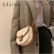 196702-01  CELINE賽琳 原單BESACE迷你標誌印花和牛皮革手袋