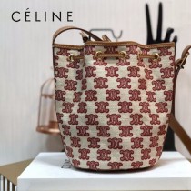 191142-001   CELINE 賽琳原單TRIOMPHE 刺繡織物抽繩包水桶包