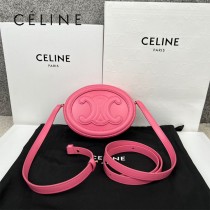 101703-01   CELINE賽琳 原單TRIOMPHE 光滑牛皮革斜挎橢圓形月餅包小廢包